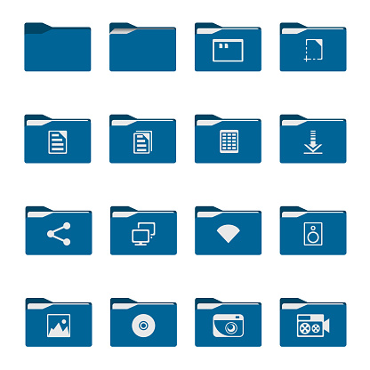 Folder icons set in minimalist design. Icons for web and mobile.