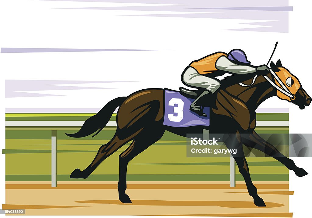 Thoroughbred Race horse coming down the stretch. Vector. Horse Racing stock vector