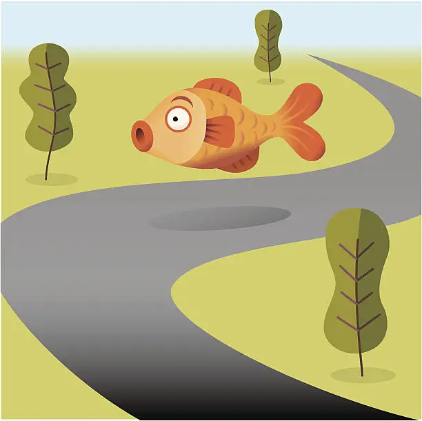 Vector illustration of Fish out of Water