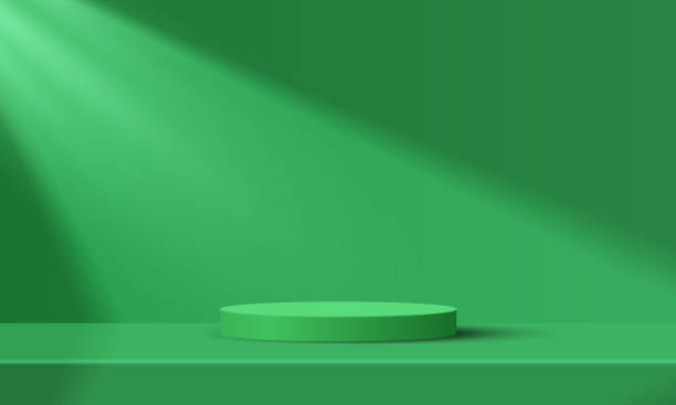 istock Abstract minimal scene with geometric forms. cylinder podium in blue background. product presentation, mock up, show cosmetic product, Podium, stage pedestal or platform. 3d vector 1540339539