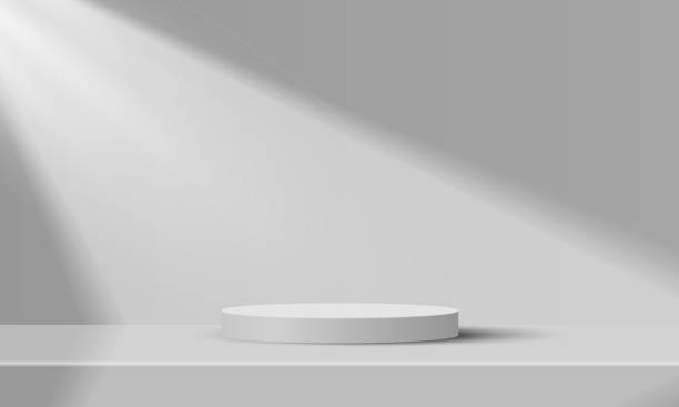 istock Abstract minimal scene with geometric forms. cylinder podium in blue background. product presentation, mock up, show cosmetic product, Podium, stage pedestal or platform. 3d vector 1540340062