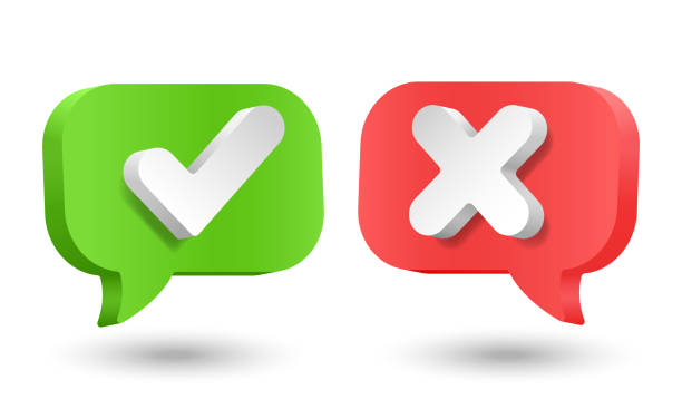 istock Bubble chat tick cross yes no app icon. Volume button yes and no, confirm reject 1540369351