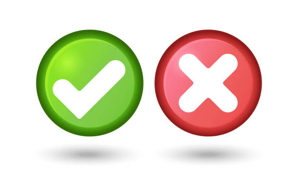 istock Red green yes and no button. Button for application. Volume button. Green and red crosses and checkmarks 1540369362