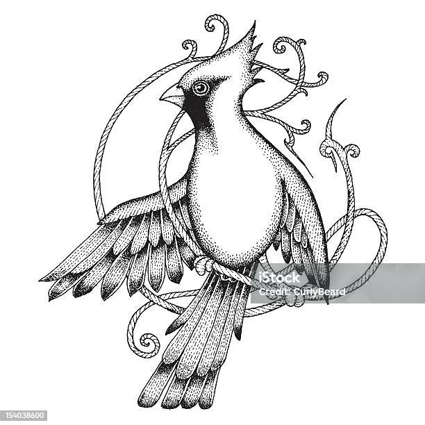 Cardinal Bird Stock Illustration - Download Image Now - Cardinal - Bird, Branch - Plant Part, Illustration
