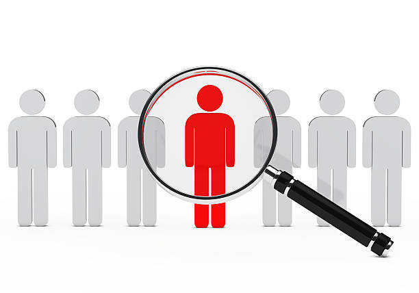 istock Highlighted red individual in row of gray figures 154039181