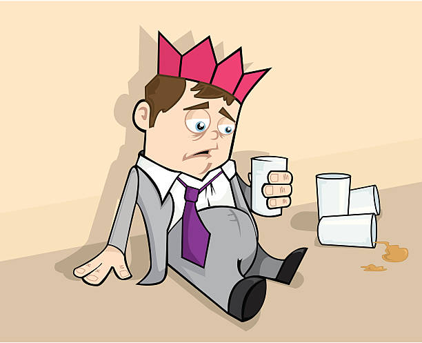 der betrunken - alcoholism drunk hangover grief stock-grafiken, -clipart, -cartoons und -symbole