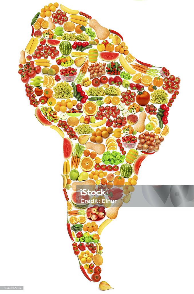 Carte du monde fait de nombreux fruits et légumes - Photo de Planisphère libre de droits