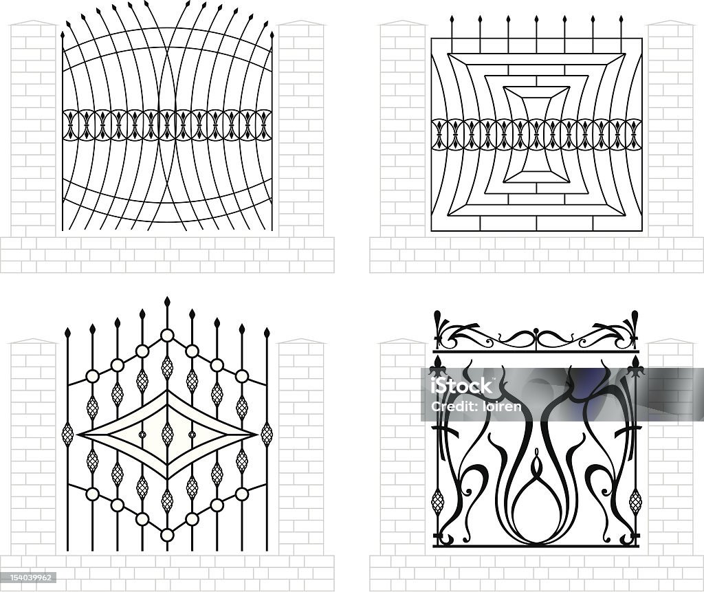 Iron fence vector illustration iron fence Arch - Architectural Feature stock vector