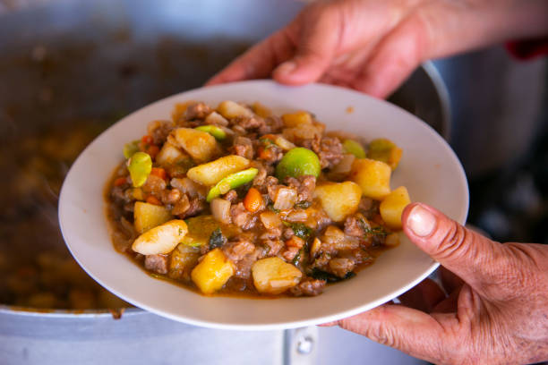 Traditional Peruvian dish with Andean vegetables and beef.