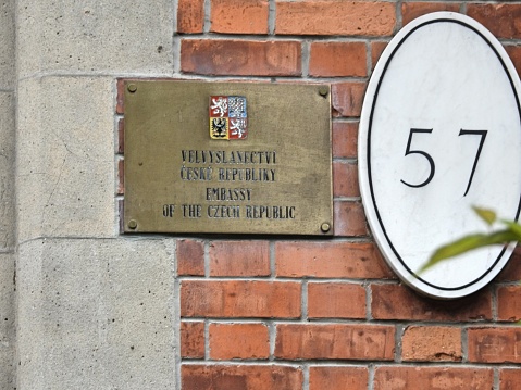 7th July 2023, Dublin Ireland. The Embassy of the Czech Republic on Northumberland Rd, Ballsbridge, Dublin 4.