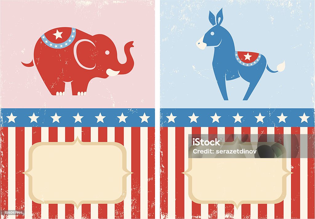 Símbolos de American fiestas - arte vectorial de Elefante libre de derechos