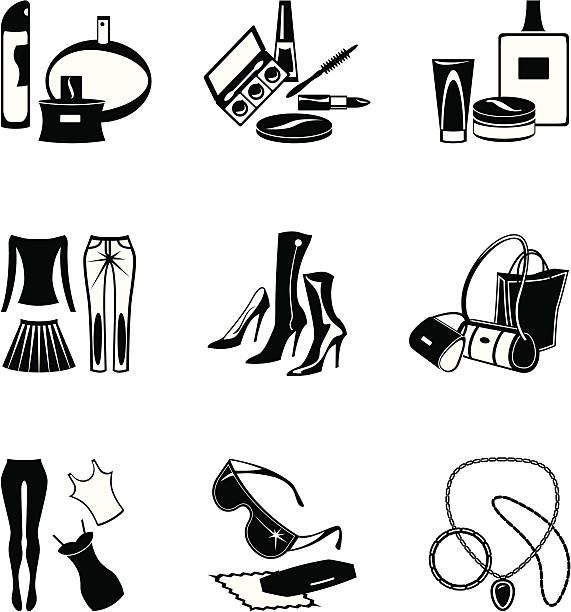 illustrations, cliparts, dessins animés et icônes de les vêtements et accessoires de mode - deodorant women hygiene body care