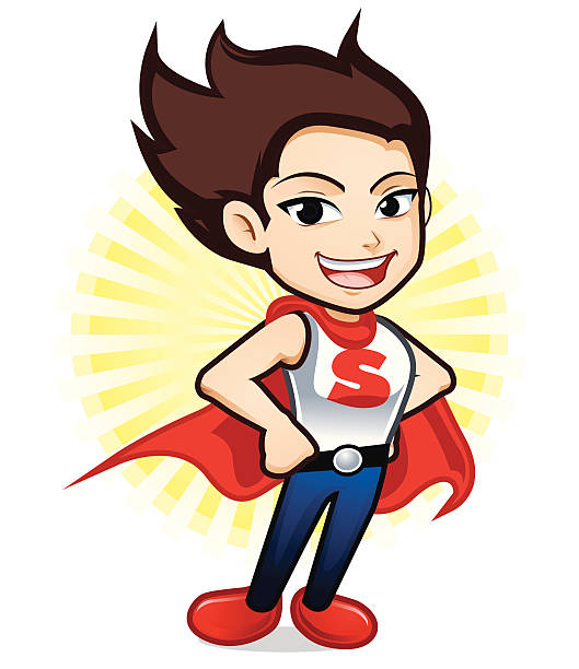 Young Superhero vector art illustration