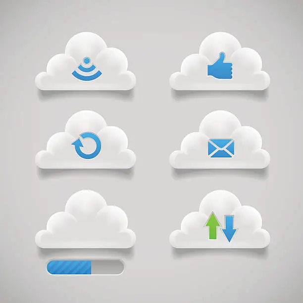 Vector illustration of Cloud buttons with Web icons