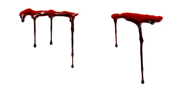 Dripping blood isolated on a white background