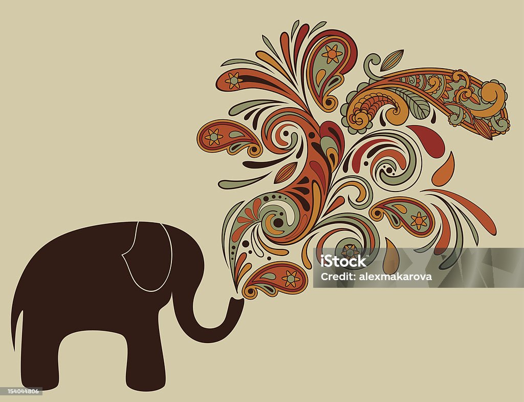 Éléphant avec motif Floral en venant de son short - clipart vectoriel de Animaux à l'état sauvage libre de droits
