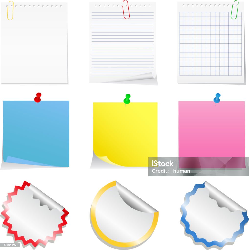 Paper Sticker Note Scene Paper Notes And Stickers Stock Illustration - Download Image Now ...