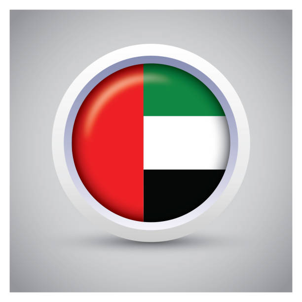 illustrations, cliparts, dessins animés et icônes de drapeau des émirats arabes unis sur bouton blanc avec icône de drapeau, couleur standard - united arab emirates flag circle united arab emirates flag