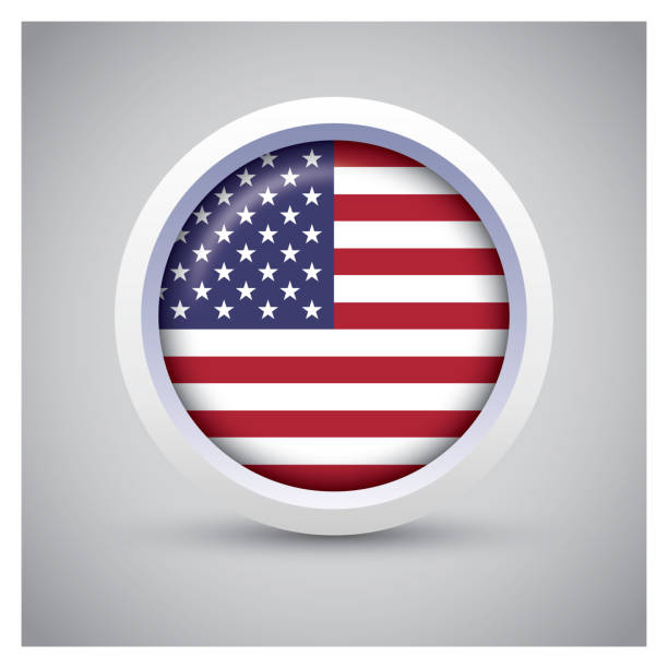 illustrations, cliparts, dessins animés et icônes de drapeau des états-unis d’amérique sur bouton blanc avec icône de drapeau, couleur standard - washington dc symbol icon set usa