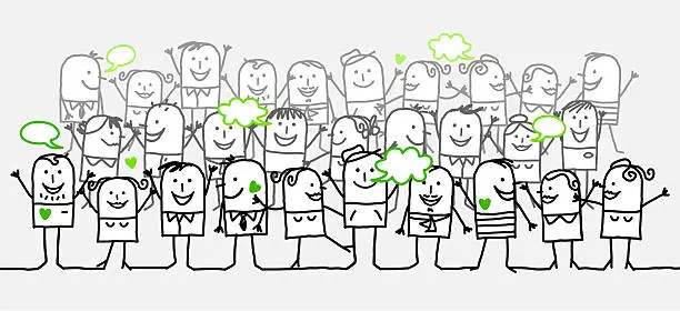Vector illustration of happy crowd