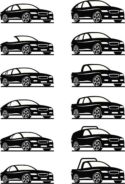 Different cars and off road Different cars and off road - vector illustration ford truck black stock illustrations
