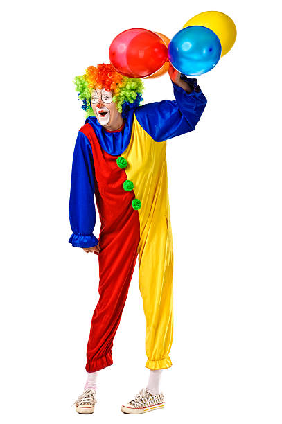 istock Happy birthday clown with balloons 154047149