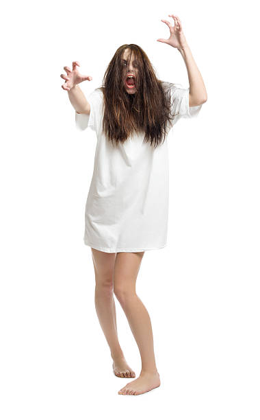 istock Young zombie girl isolated 154047488