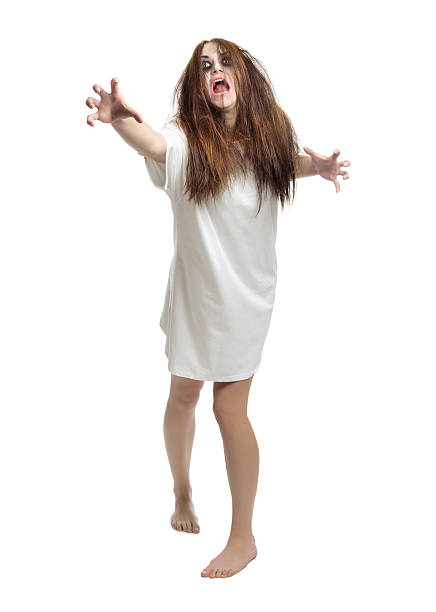 istock Female zombie in long white t-shirt 154047491