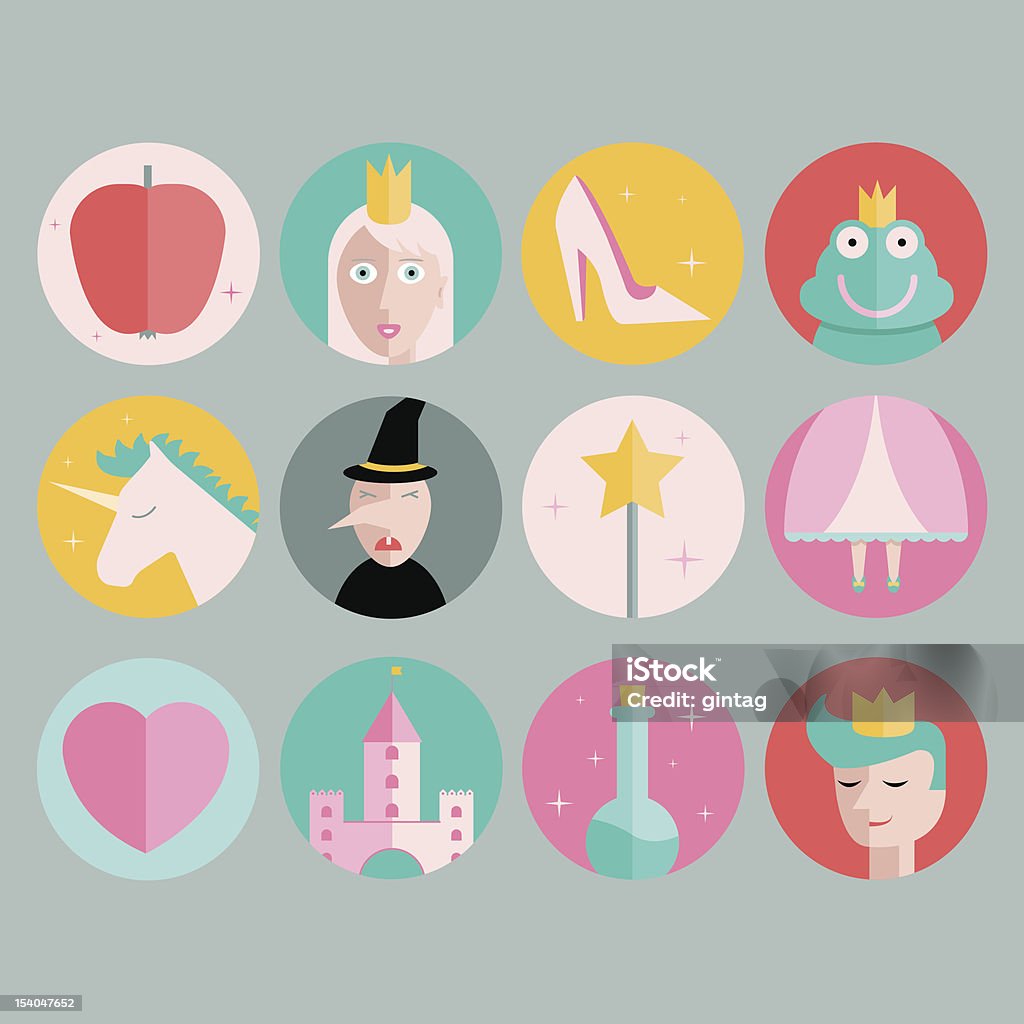 Fairytale icons Fairytale, magic, and princess icon set. Snow White stock vector