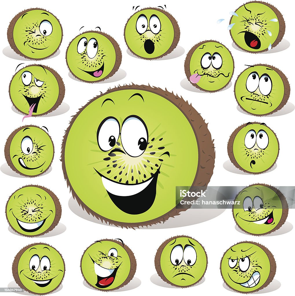 kiwi fruit cartoon kiwi fruit cartoon with many expressions isolated on white background Humor stock vector