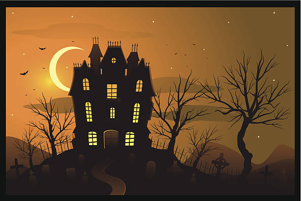 할로윈 배경기술 - haunted house stock illustrations