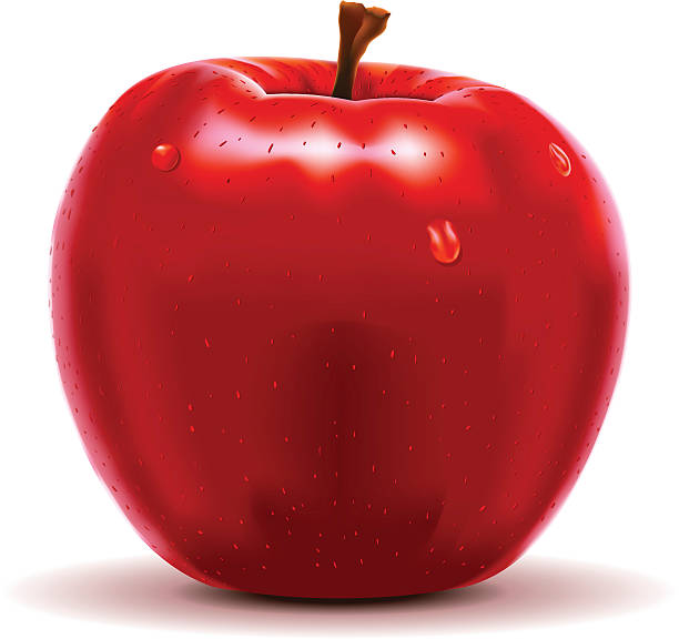 roter apfel, isoliert auf weiss - apfelsorte red delicious stock-grafiken, -clipart, -cartoons und -symbole