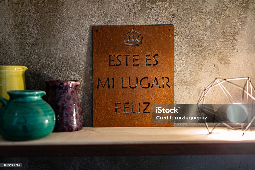 Motivational phrases in Spanish on rusty metal - Decoration Motivational phrases in Spanish on rusty metal - Buenos Aires - Argentina Aging Process Stock Photo