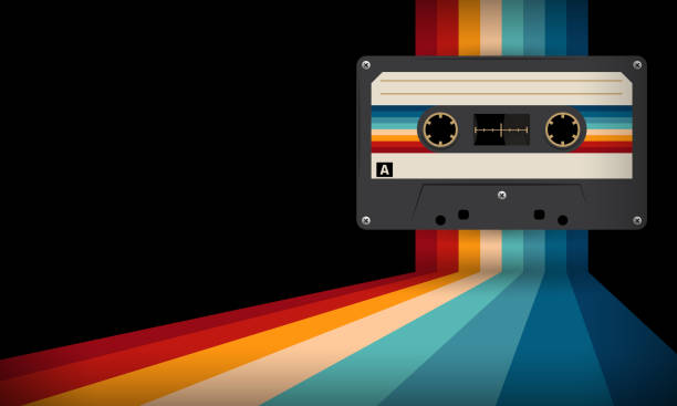 Retro musiccasette with retro colors eighties style, cassette tape, vector art image illustration, mix tape retro cassette design, Music vintage and audio theme, Synthwave and vaporwave template Retro musiccasette with retro colors eighties style, cassette tape, vector art image illustration, mix tape retro cassette design, Music vintage and audio theme, Synthwave and vaporwave template 70s theme stock illustrations