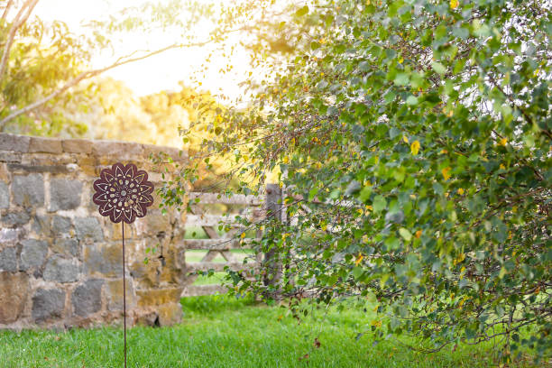 Decorative objects of rusty iron for the garden