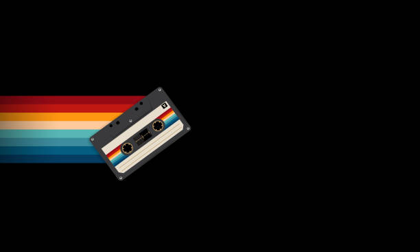 istock Retro musiccasette with retro colors eighties style, cassette tape, vector art image illustration, mix tape retro cassette design, Music vintage and audio theme,  Synthwave and vaporwave template 1540503177