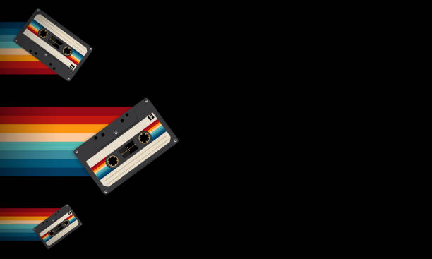 istock Retro musiccasette with retro colors eighties style, cassette tape, vector art image illustration, mix tape retro cassette design, Music vintage and audio theme,  Synthwave and vaporwave template 1540503203
