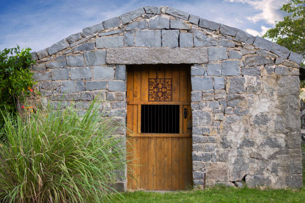 Old stone shed and wooden door - Buenos Aires - Argentina
