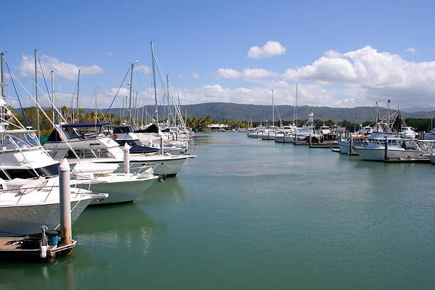 Port in Cairns, Australia. Copy space for text.