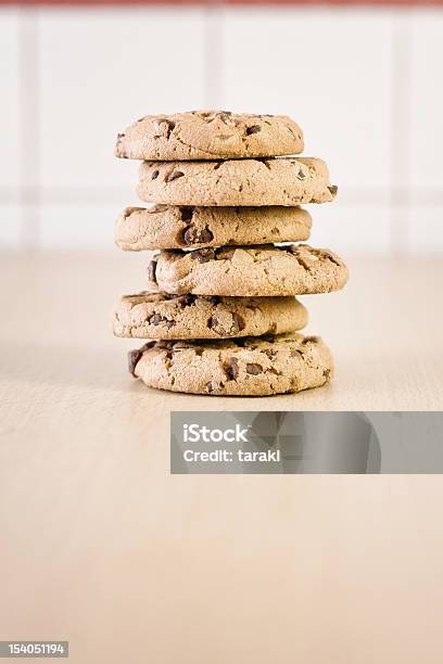 Vertically Stacked Chocolate Bisquits Stock Photo - Download Image Now - Breakfast, Cake, Chocolate