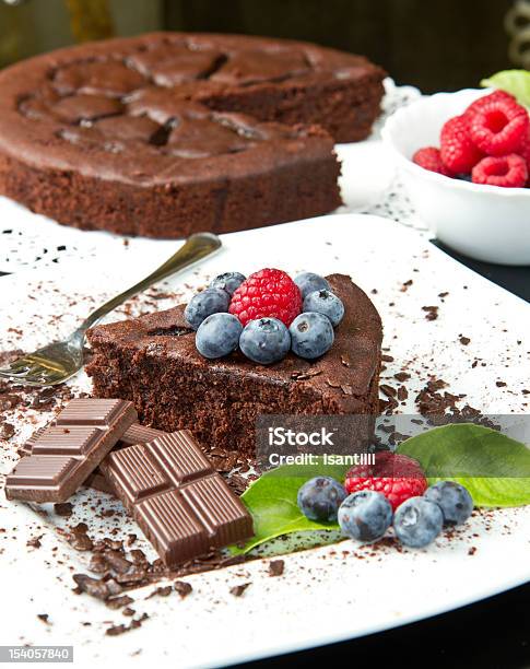 Chocolate Cake With Fresh Berry Stock Photo - Download Image Now - Baked Pastry Item, Bakery, Baking