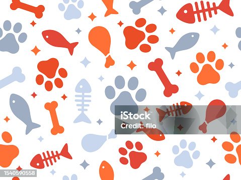 istock Seamless Pets Cat and Dog Animal Theme Background Pattern 1540590558
