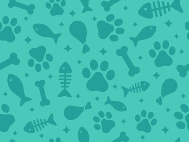 stockillustraties, clipart, cartoons en iconen met pets cat and dog seamless animal theme background - kippenpoot