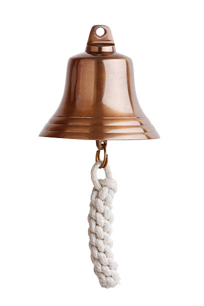istock Antique brass ship's bell with a rope 154059562
