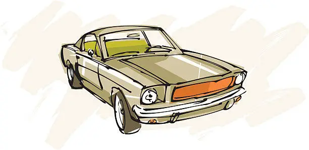 Vector illustration of Vintage green car