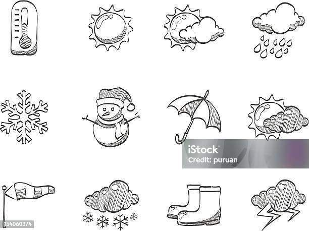 スケッチ天気アイコン - 太陽の光のベクターアート素材や画像を多数ご用意 - 太陽の光, 図画, 嵐