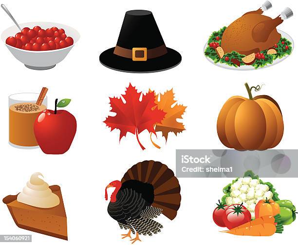 Thanksgiving Icons Stock Illustration - Download Image Now - Cranberry Sauce, Hot Apple Cider, Illustration