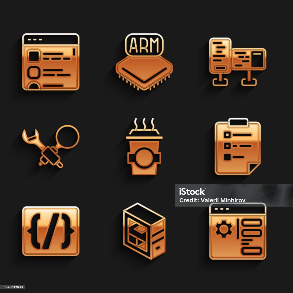 Set Coffee Cup To Go Computer Browser Setting Clipboard With Checklist ...
