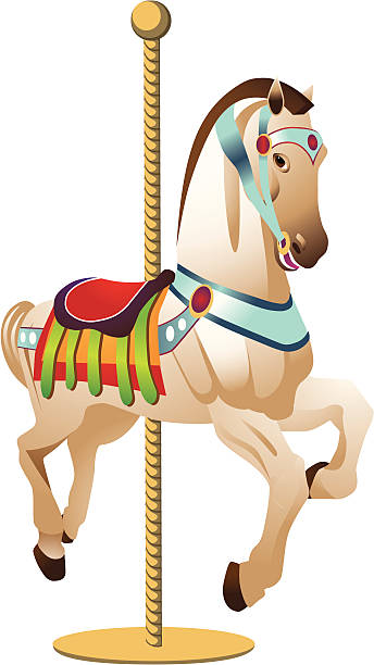 Carousel Horse Grouped for easy editing. carousel horses stock illustrations