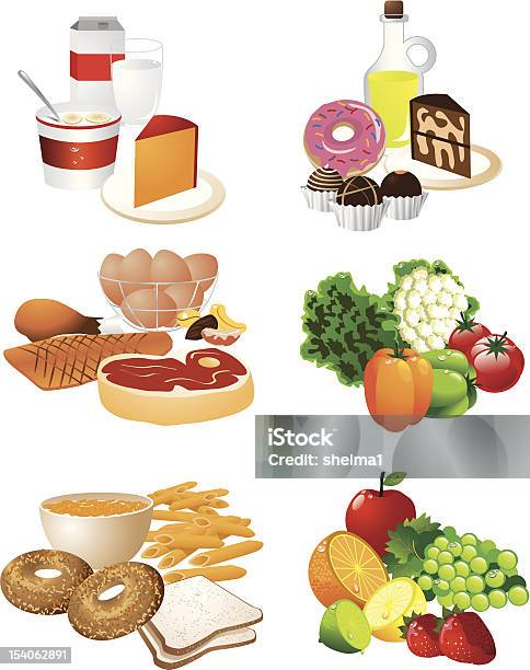 Vetores de Grupos De Alimentos e mais imagens de Pirâmide de Comida - Pirâmide de Comida, Vector, Orientação